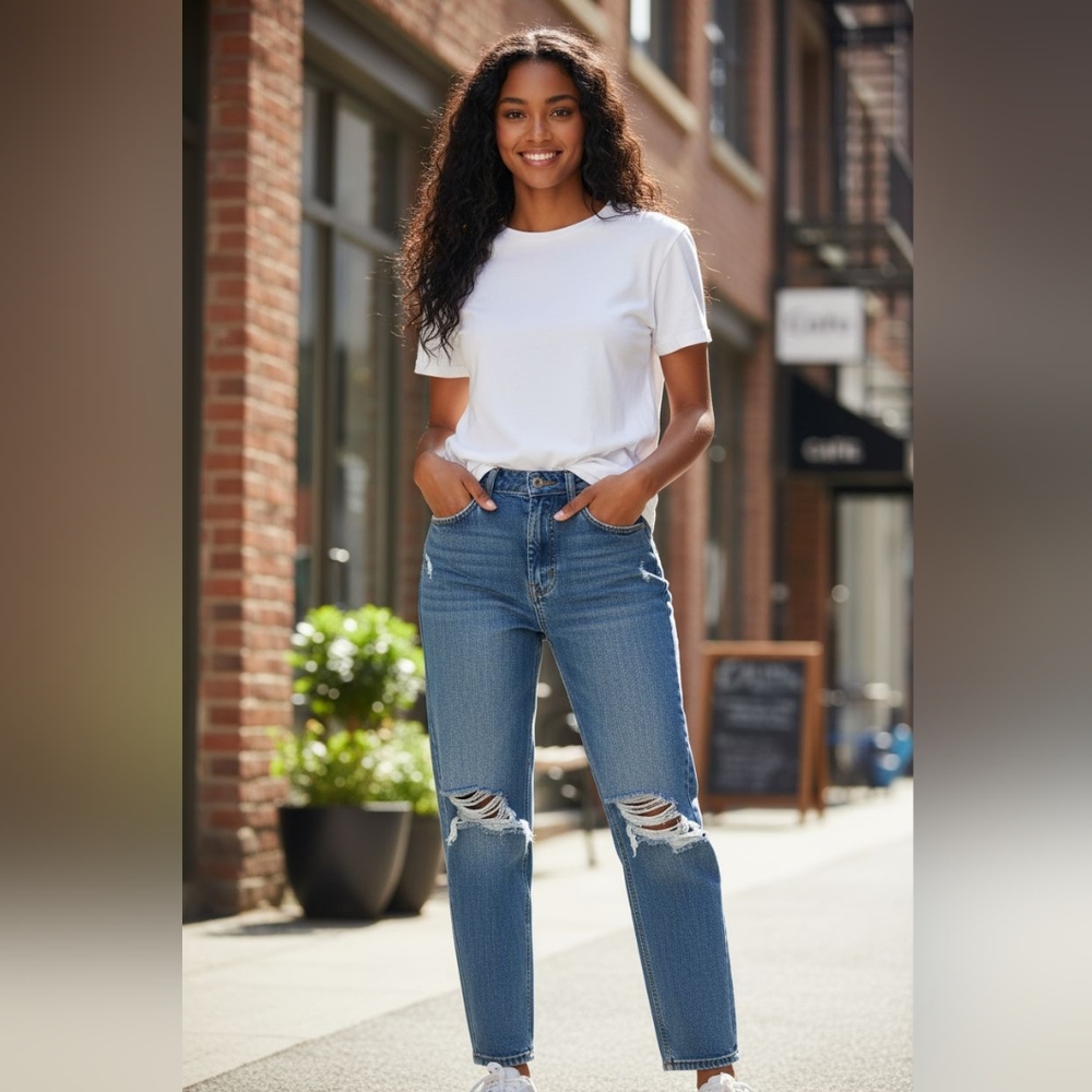 Pacsun Trendy Blue Distressed Boyfriend Jeans